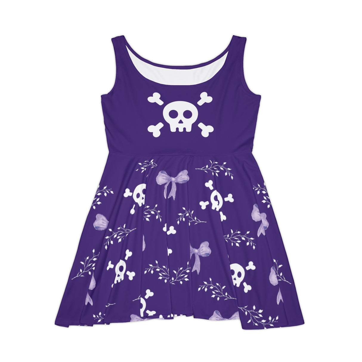 Skull and Crossbones Dress, Coquette Bow, Women's Skater Dress